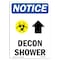 Signmission OSHA Notice, 5" Height, Decon Shower Up Arrow Sign With Symbol, 5" X 3.5", Portrait OS-NS-D-35-V-10957 - alternate 1